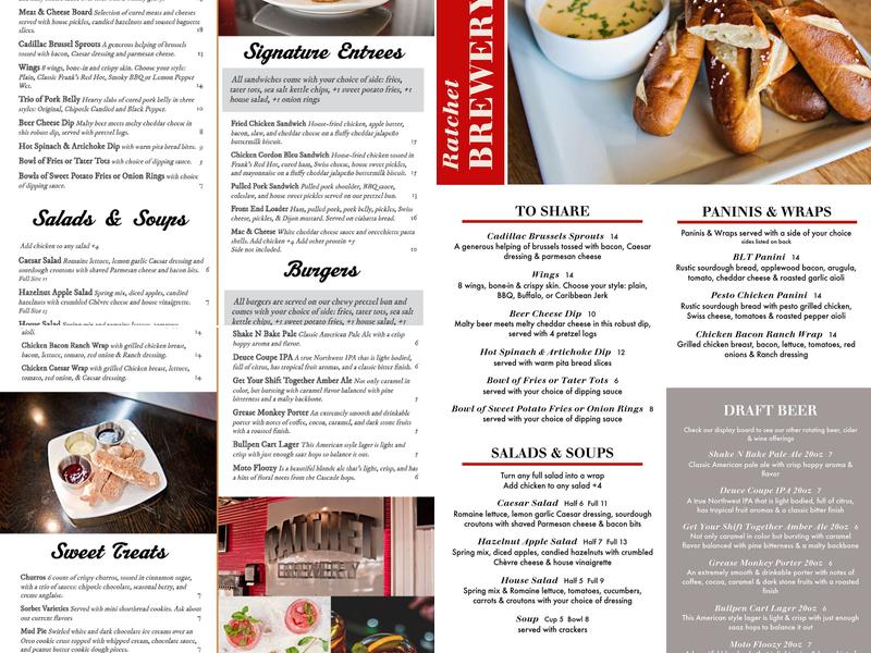 Ratchet Brewery Silverton Menu