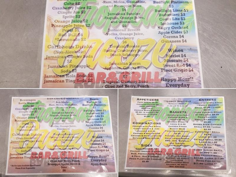 Barcode bistro and bar of Columbia SC Menu