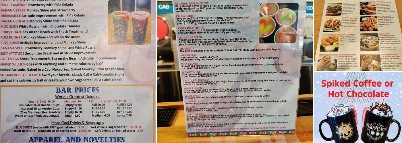 Wet Willie's Menu