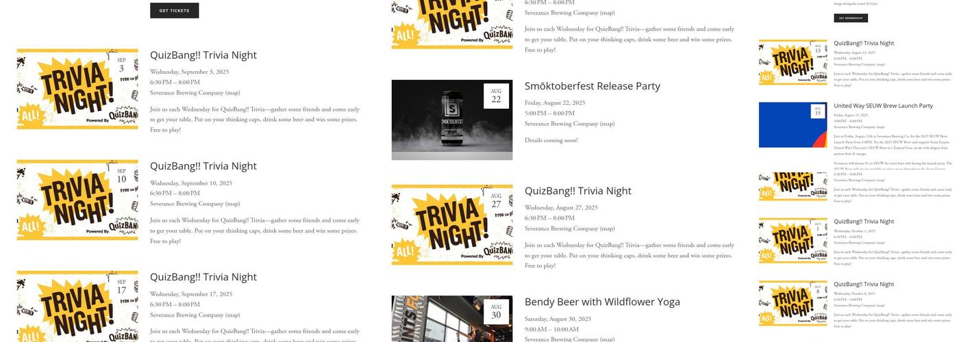 Severance Brewing Company Menu