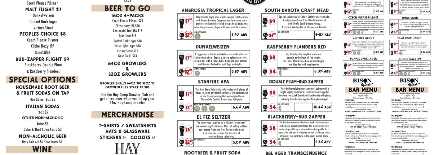 Hay Camp Brewing Company Menu