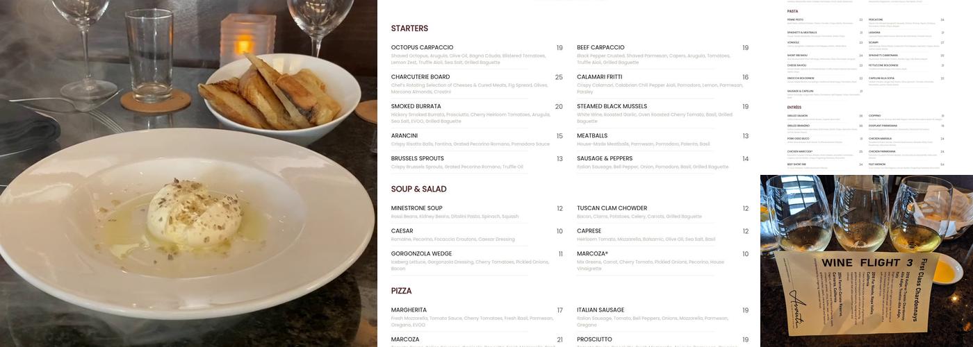 Marcoza Trattoria Menu