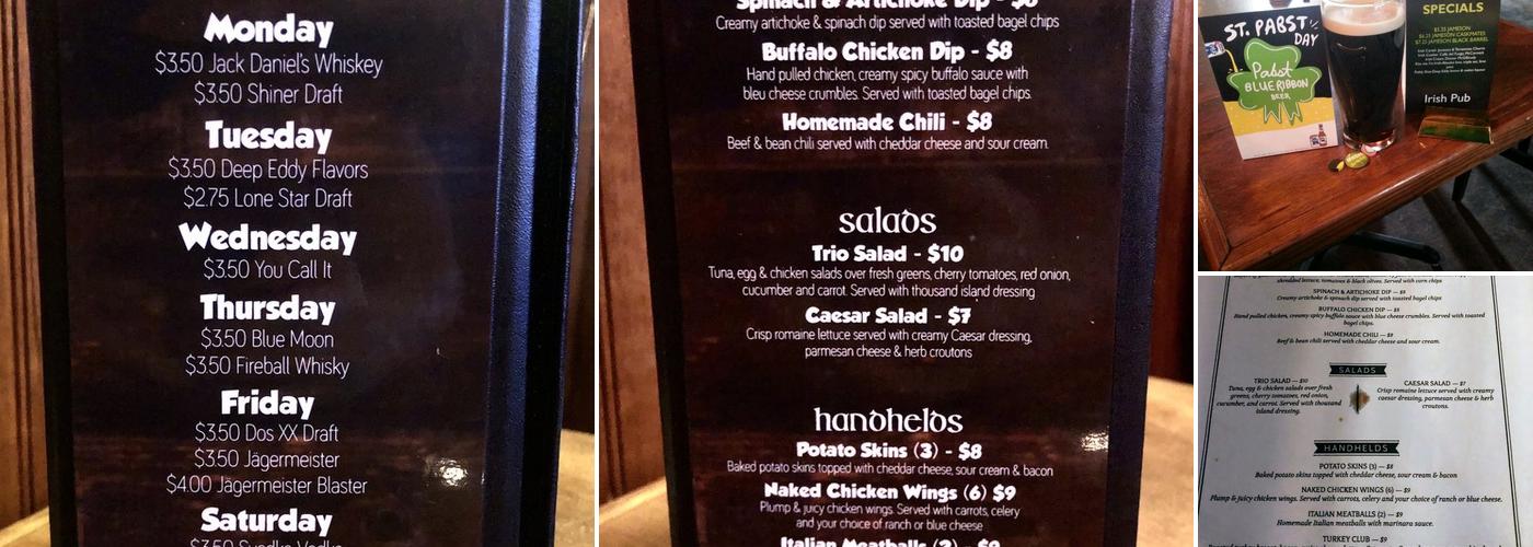 The Irish Pub Menu