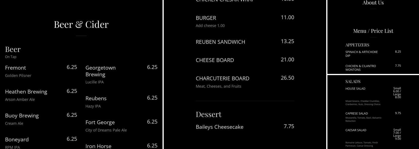 The Twisted Grapevine Menu