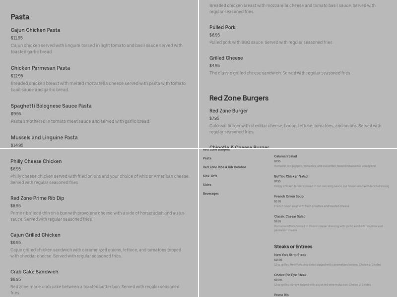 RedZone Menu