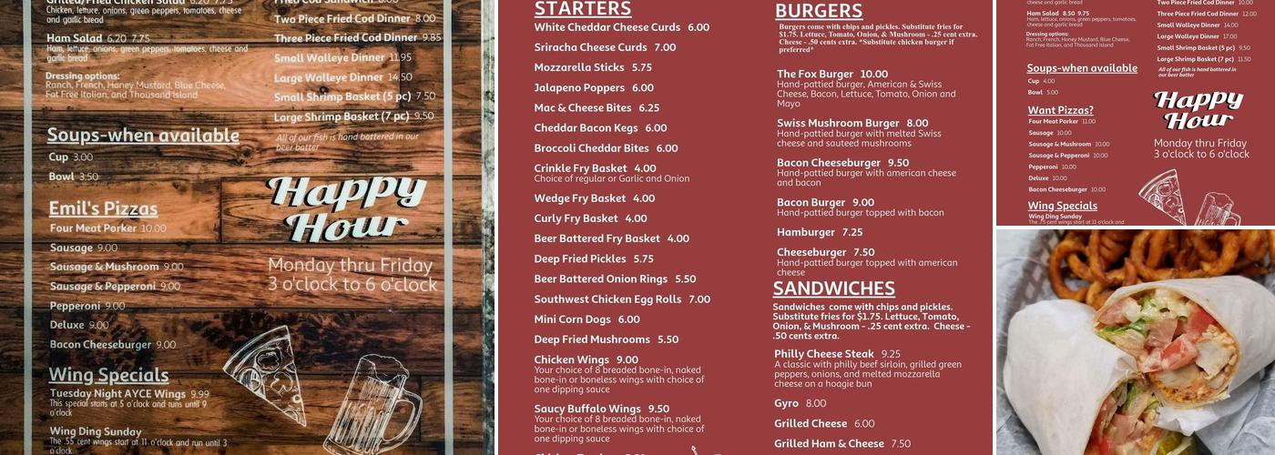 The Fox Bar & Grille Menu