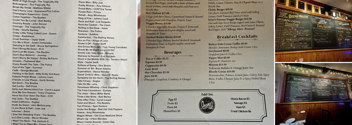 Irene's Pub Restaurant Menu