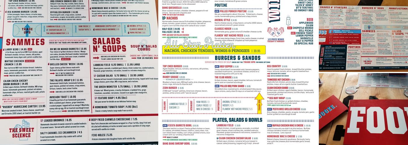 Underdogs Menu