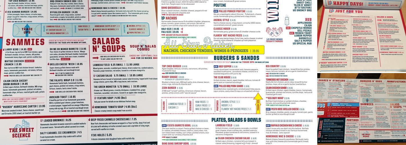 Underdogs Menu