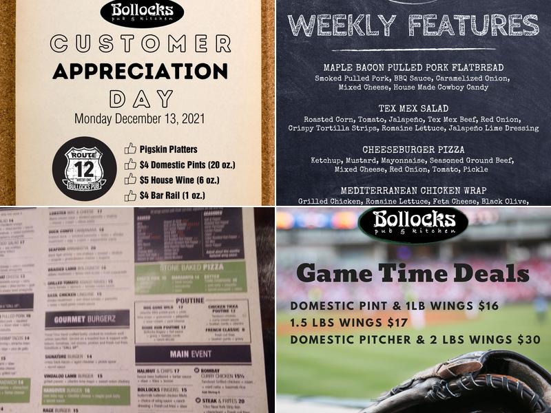 Bollocks Pub & Kitchen - Whitby Patio Menu