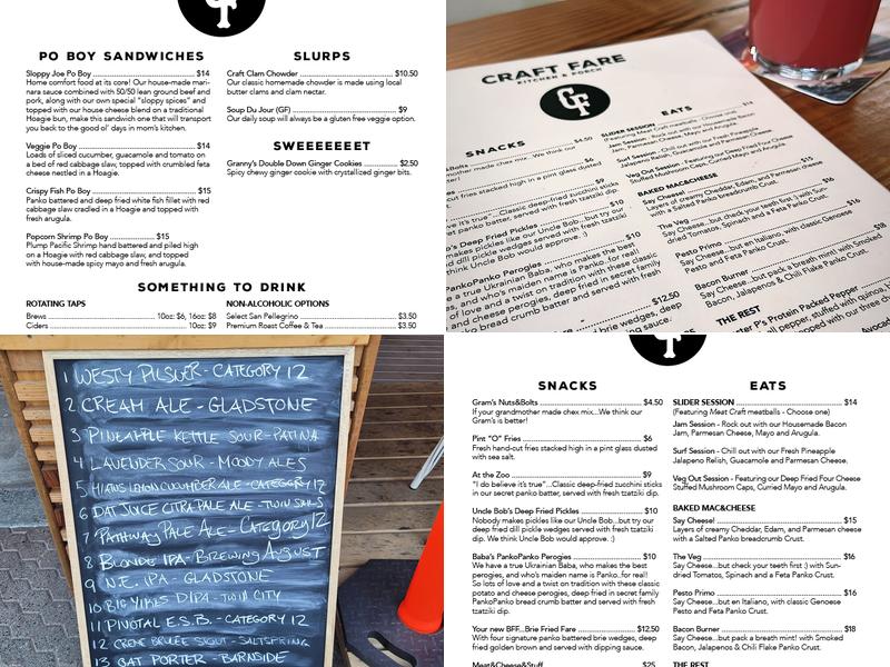 Craft Fare Menu