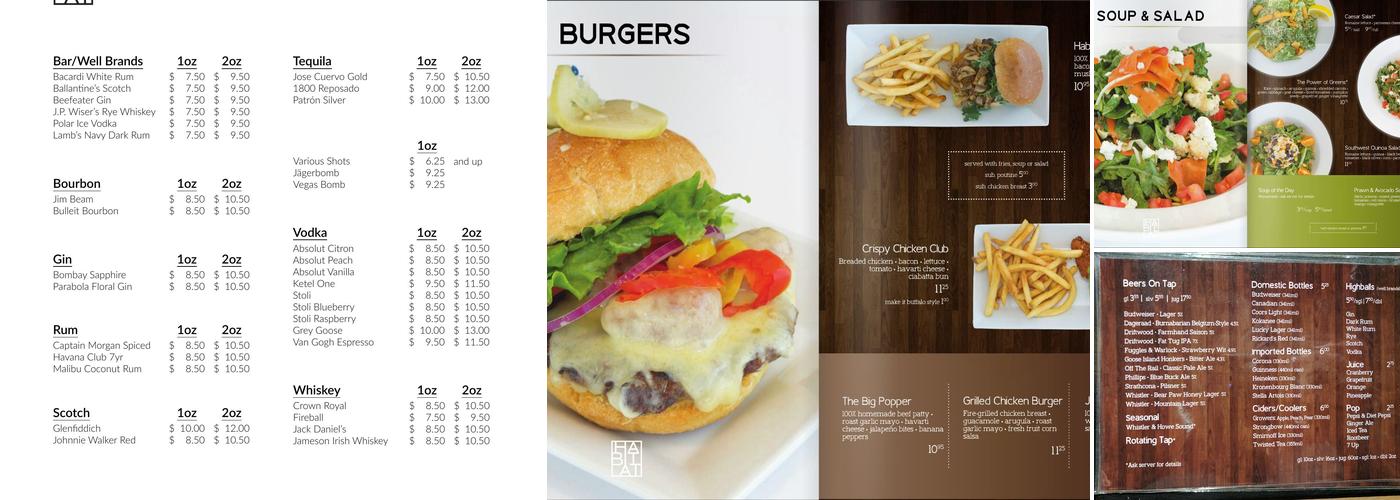 Habitat Pub Menu