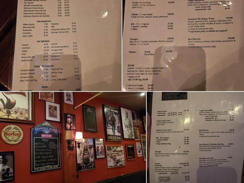 The Yard Cafe Menu