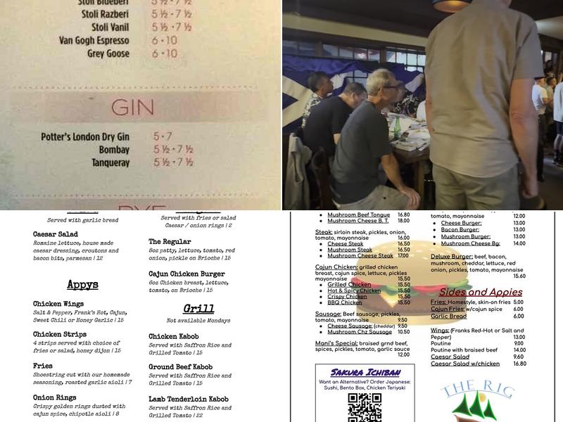 Squarerigger Pub Menu