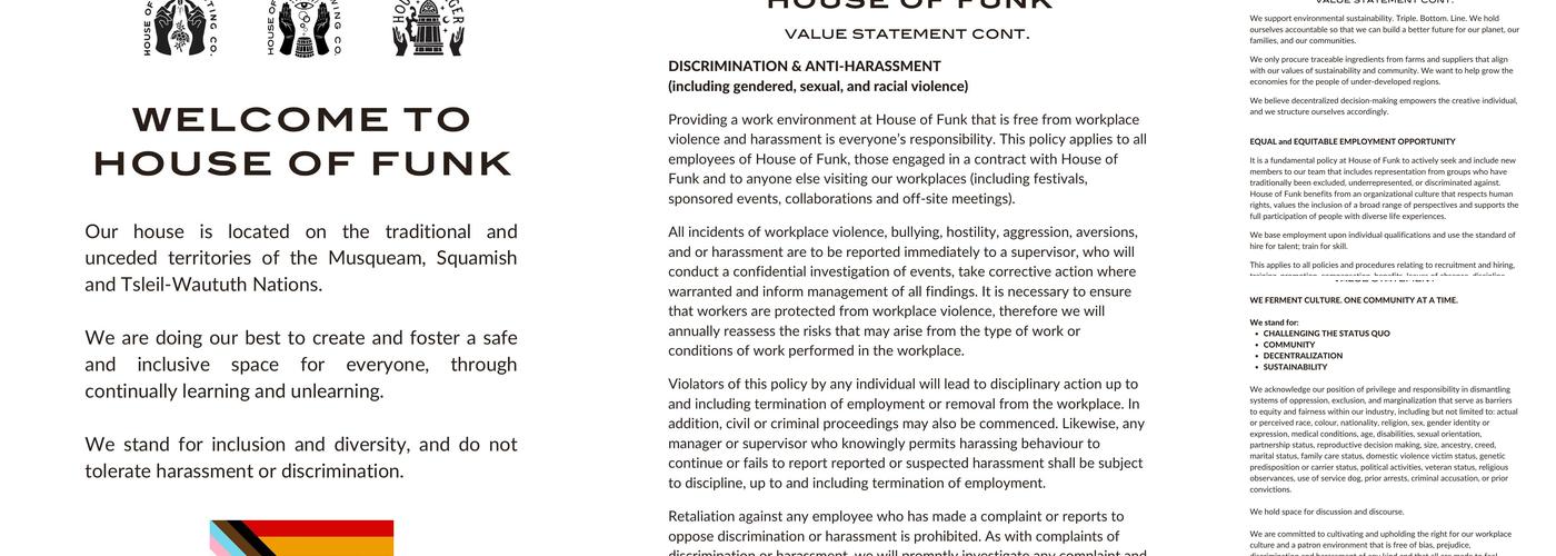 House of Funk Brewing Menu