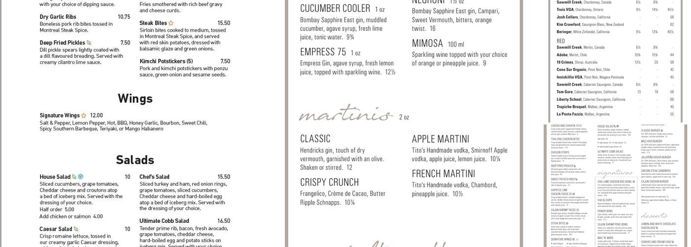 Lobby The Lounge Menu