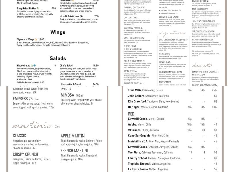 Lobby The Lounge Menu