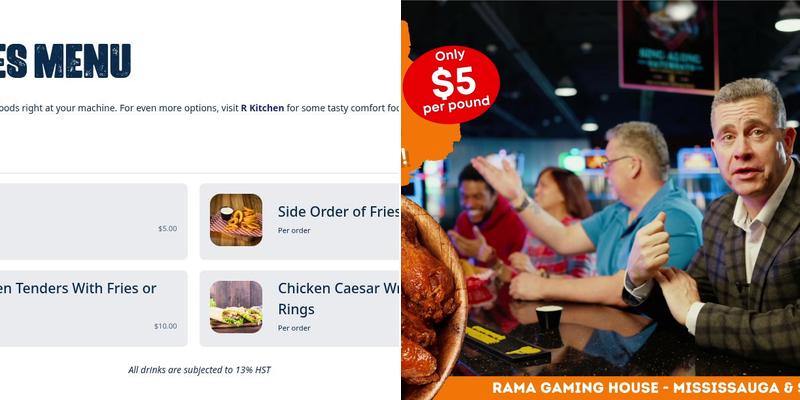 Rama Gaming House - Mississauga Menu