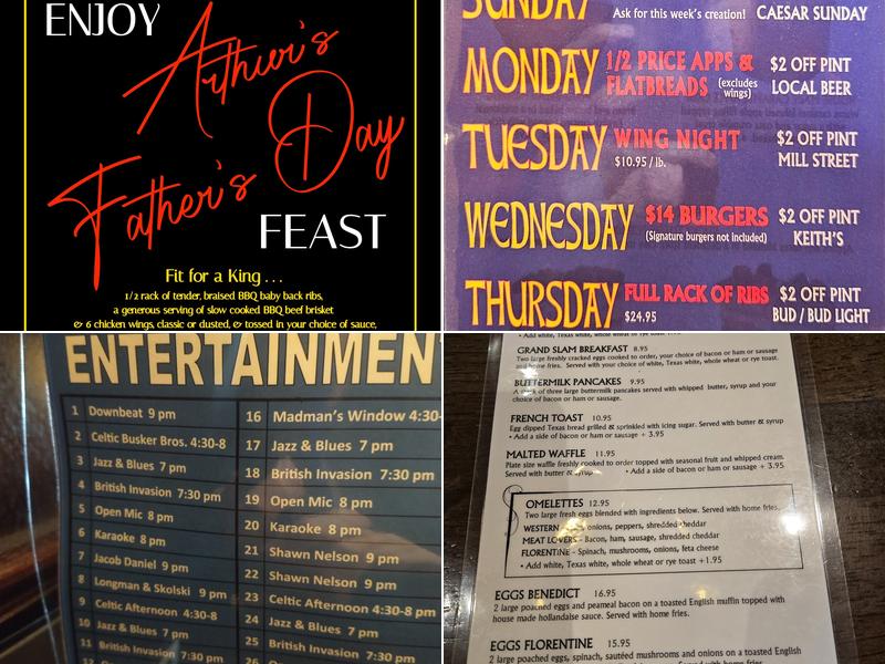 Arthur's Pub Menu
