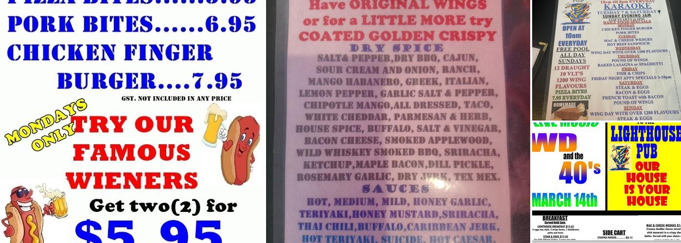Lighthouse Pub Menu