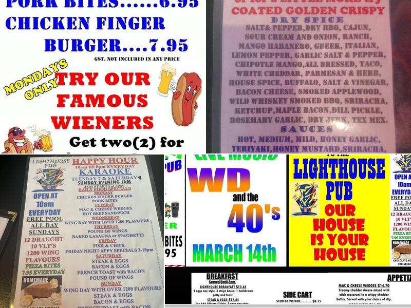 Lighthouse Pub Menu