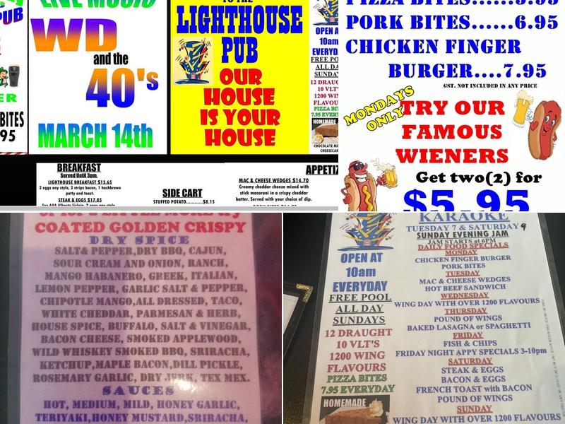 Lighthouse Pub Menu