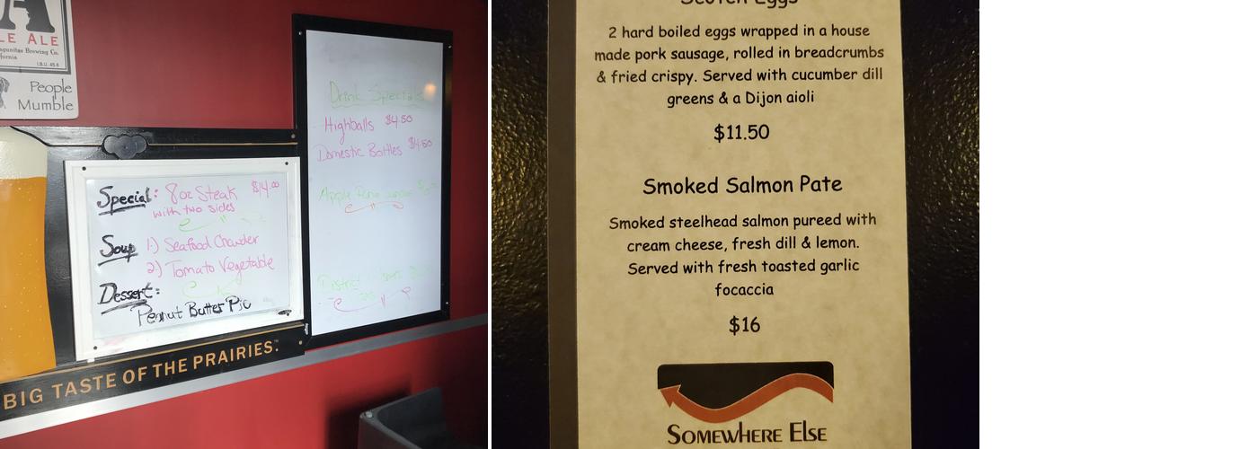 Somewhere Else Pub & Grill Menu