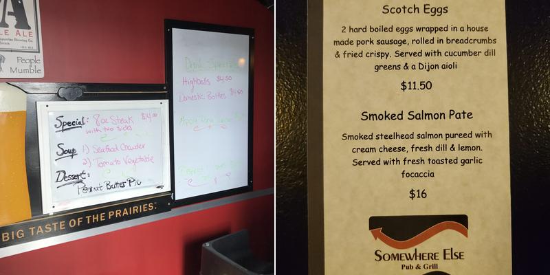 Somewhere Else Pub & Grill Menu