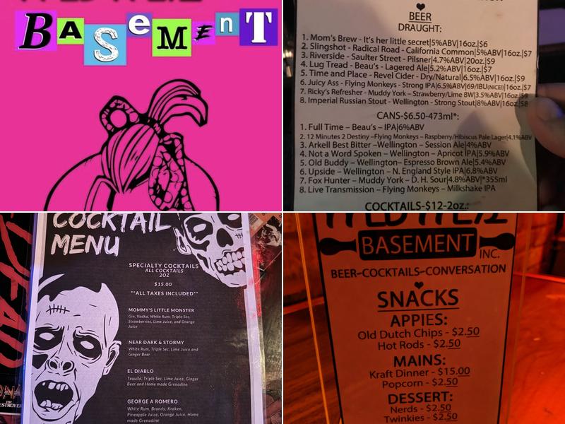 Mom’s Basement inc. Menu