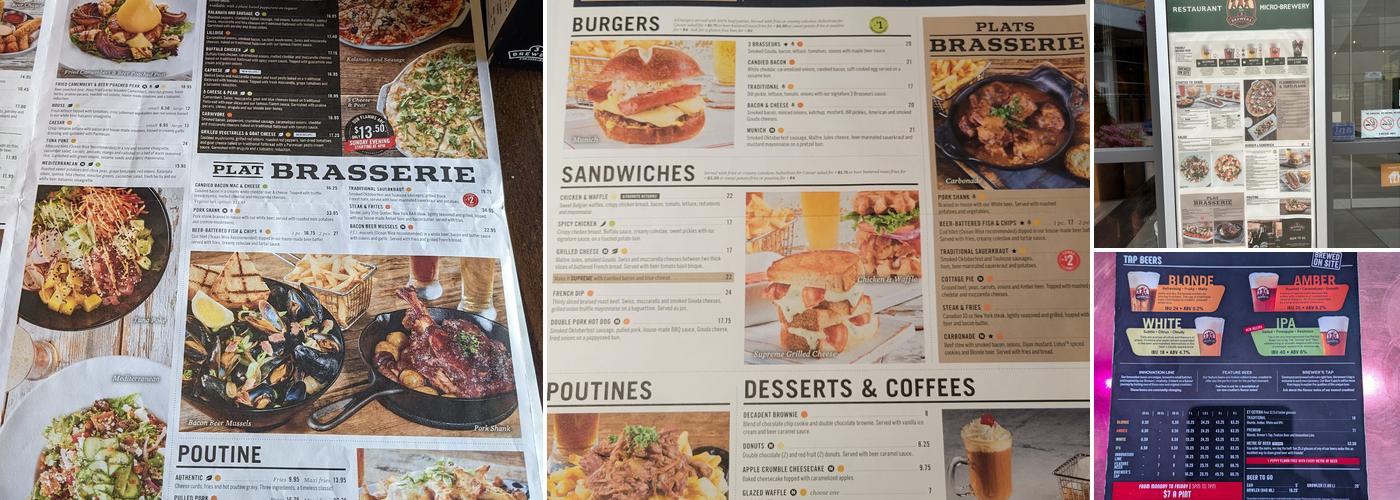 3 Brasseurs Menu