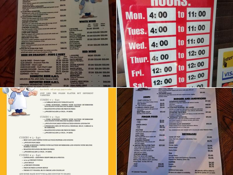 Albatros Pub Menu