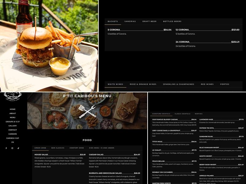 Le P'tit Caribou Menu