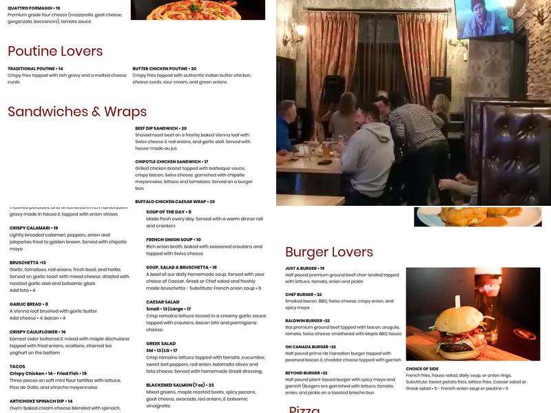 Baldwin Bistro Menu
