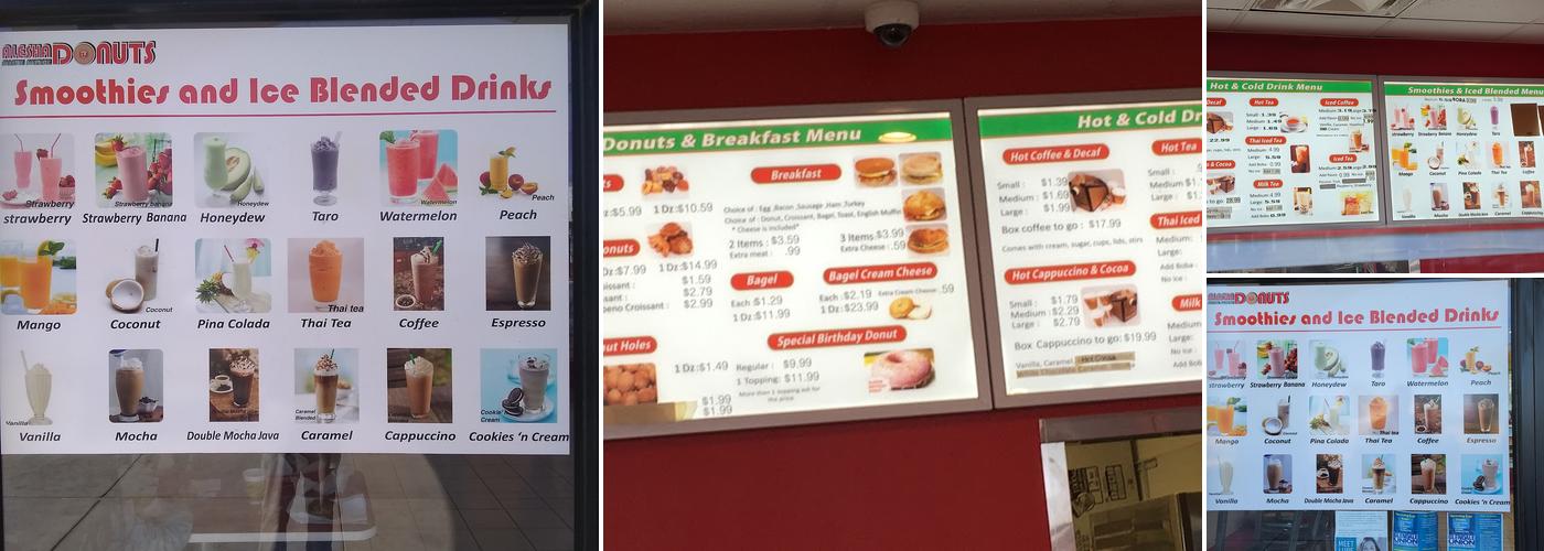 Alesha Donuts Menu