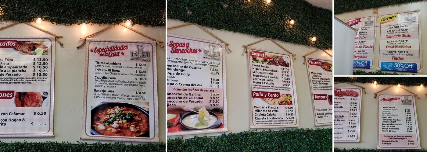 Rico Pan Bakery & Restaurant Menu