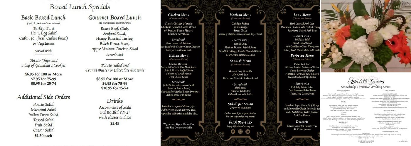 Affordable Catering Menu