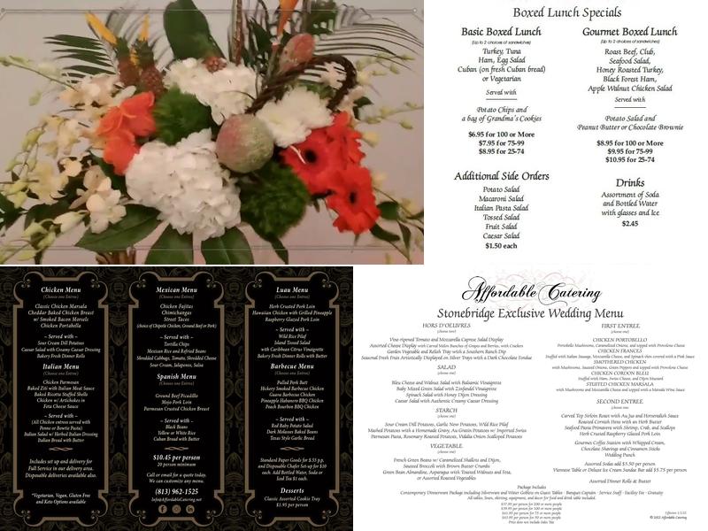 Affordable Catering Menu