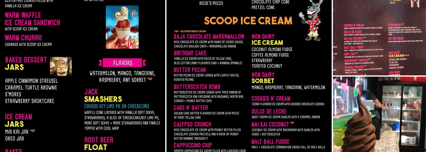 The Fat Donkey Ice Cream and Fine Desserts Menu
