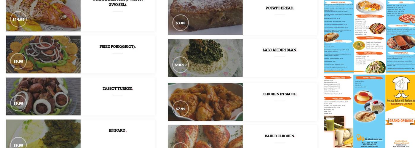 Horace Bakery & Restaurant Menu