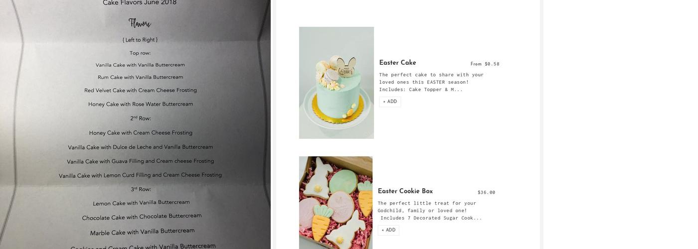 Bake Bar Menu