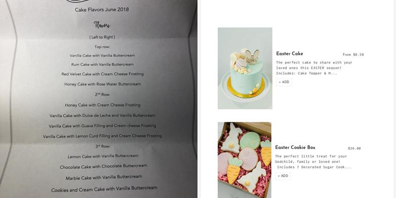 Bake Bar Menu