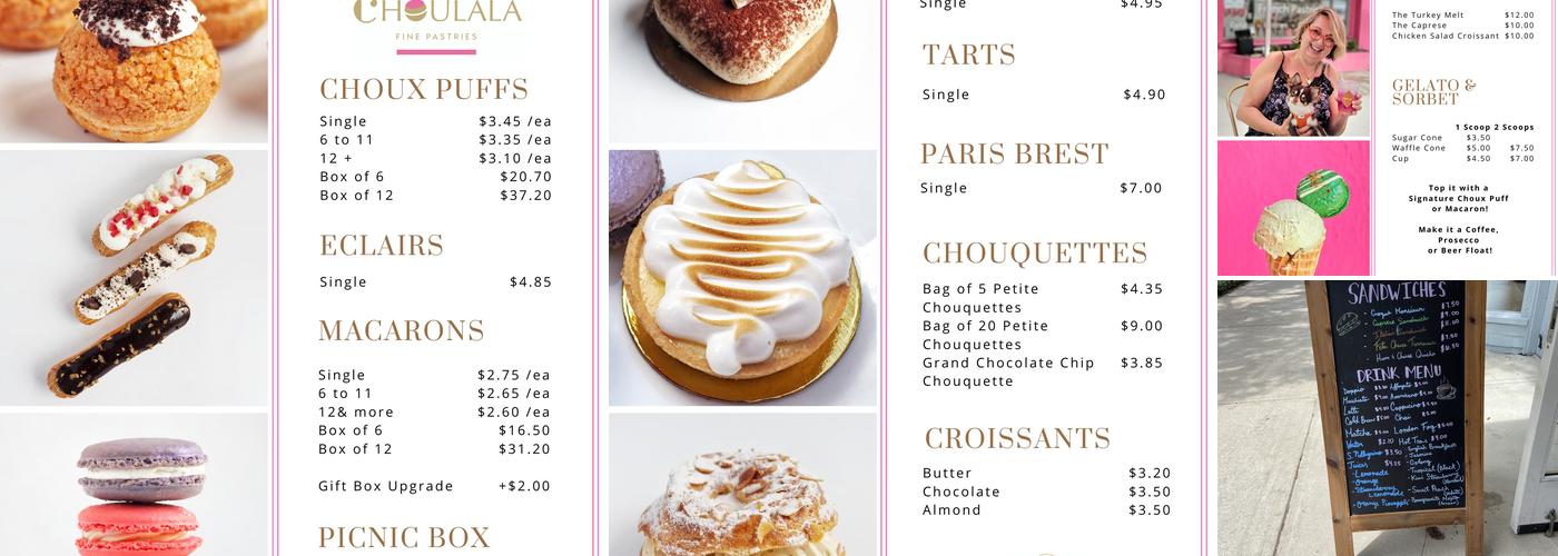 Choulala Fine Pastries Menu