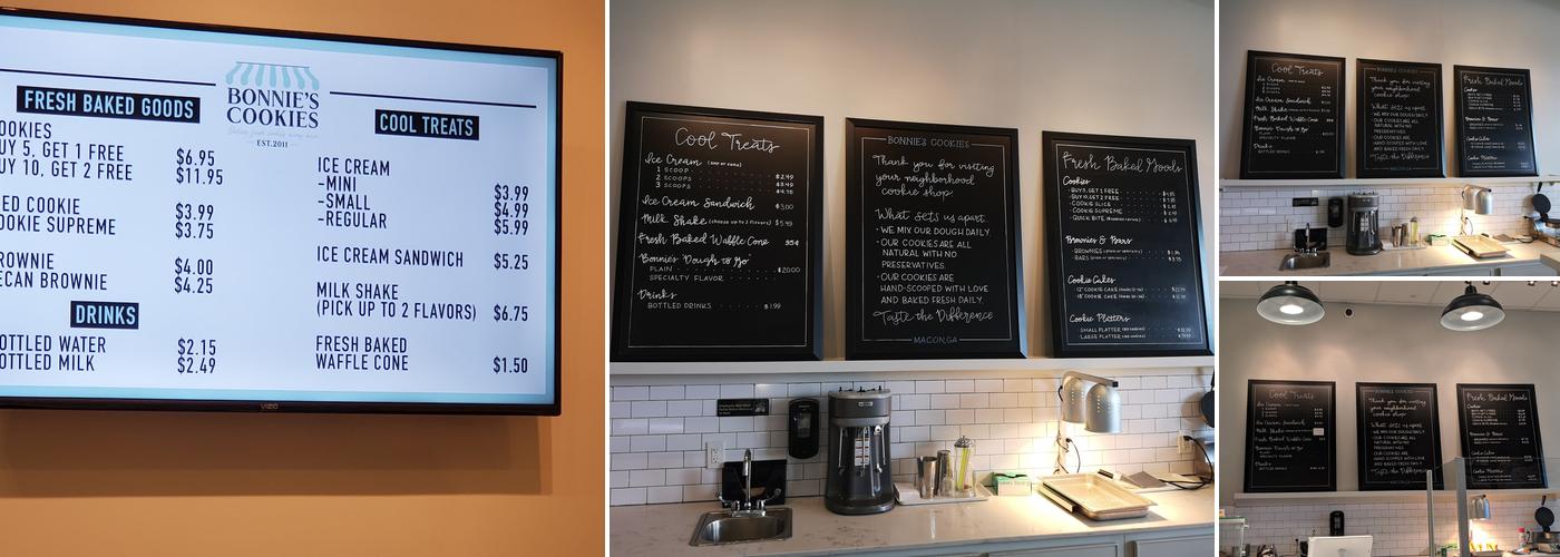 Bonnie's Cookies Menu