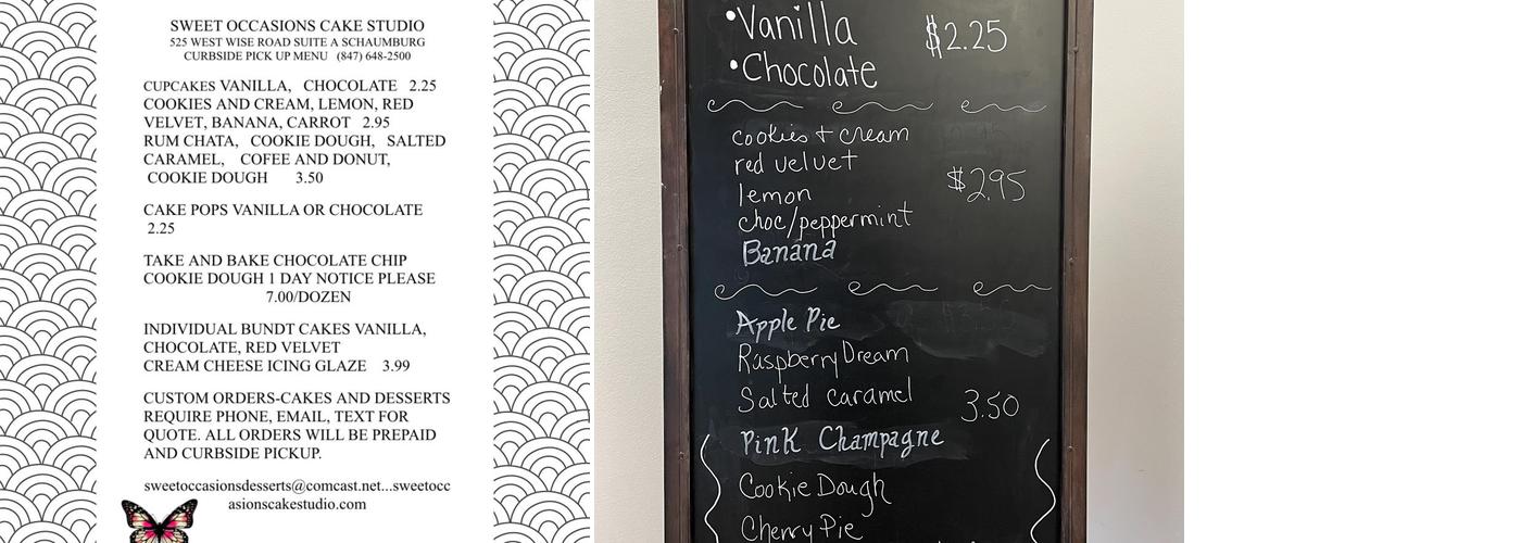 Sweet Occasions Cake Studio Menu
