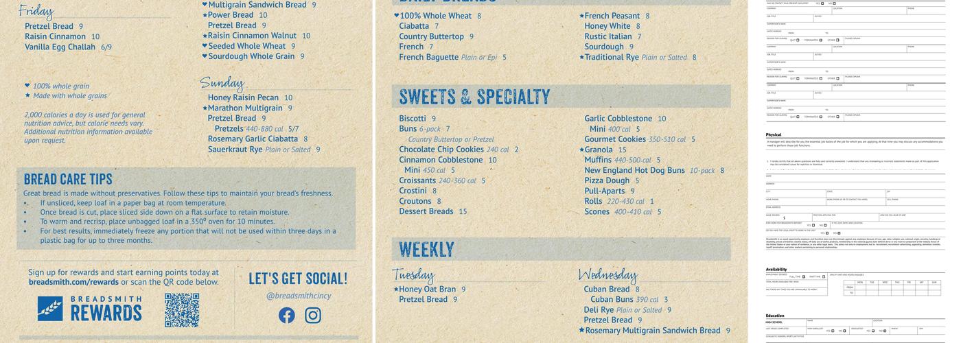 Breadsmith Menu