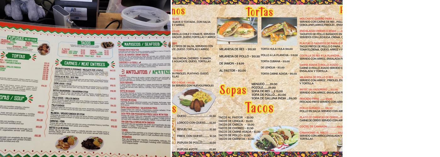 Sabor Casero Bakery Menu