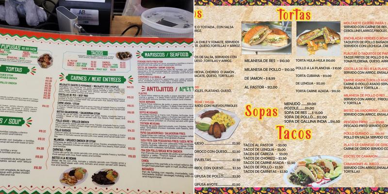 Sabor Casero Bakery Menu