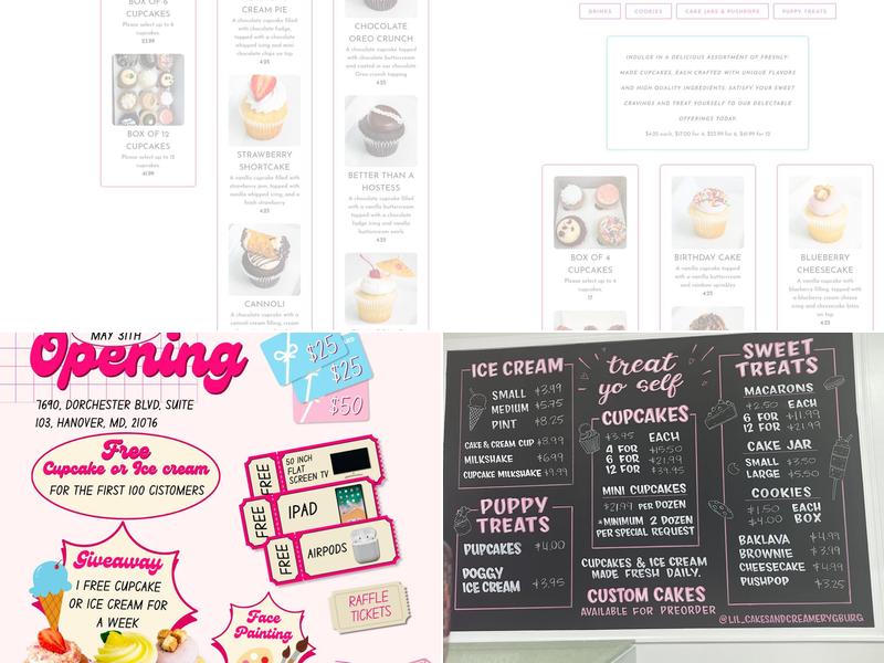 Lil Cakes & Creamery Menu