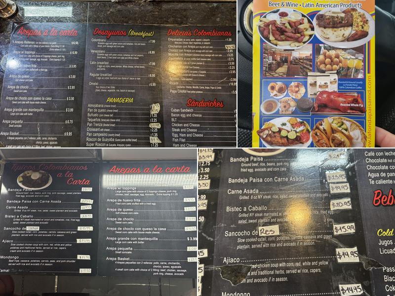 La Fonda Paisa Menu