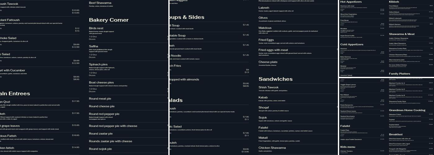 Damas Bakery Menu